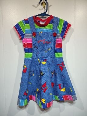 Chucky Good Guys Costume Dress 4T Toddler Girls Universal Horror Halloween
